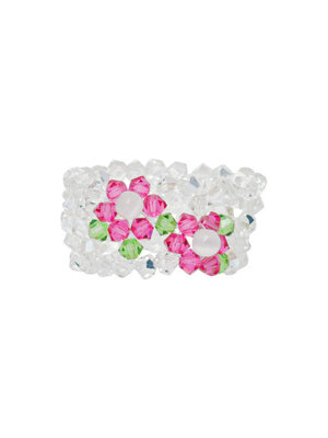 Flower Pixel Beads Ring (Clear)