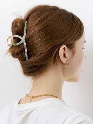 [9 colors] Marble twist hair claw clip-Gold line