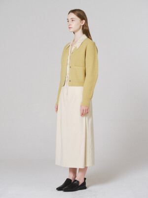 Side tuck long skirt (cream)