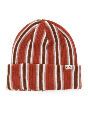 BEANIE / VERTICAL STRIPE / BRICK