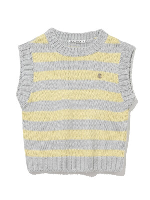 Mohair Fuzzy Stripe Knit Vest [YELLOW]