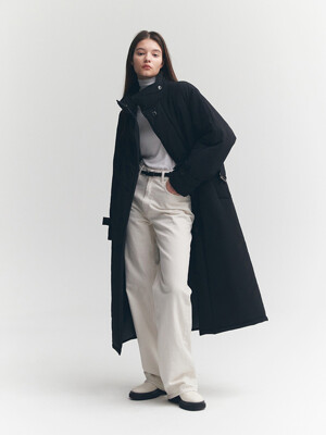 HIGH NECK LONG PADDING COAT(MOAT BLACK)