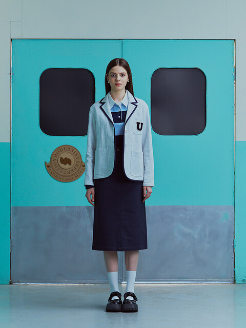 아우터 - 언톨드레이블 (UNTOLD LABEL) - BOUCLE PREP SCHOOL JACKET_GRAY [U3S0J10216]
