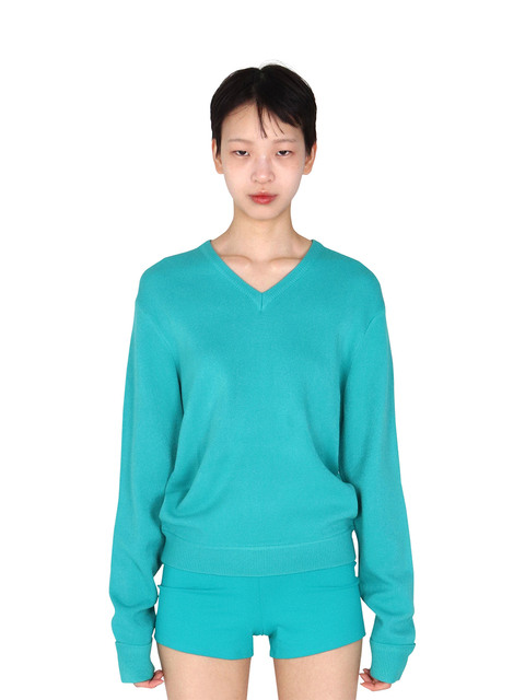 니트 - 플리즈프로젝트    (PLZPROJECT) - CLASSIC V NECK KNIT, MINT