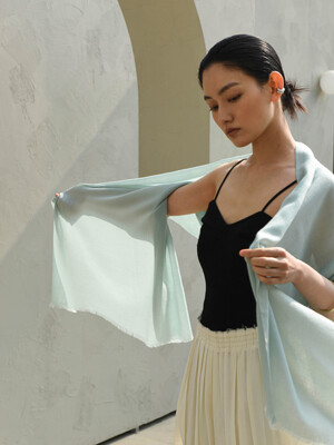 Cashmere pashmina muffler_Light skyblue