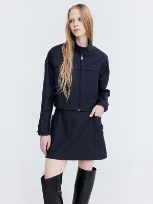 Cotton Cargo Mini Skirt_Charcoal