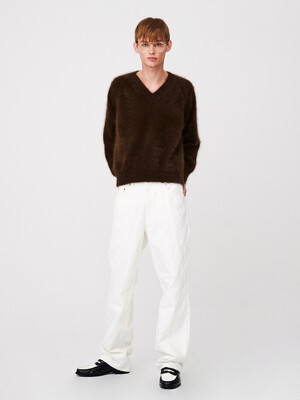 For men, Check Embroidery Jean / Ivory