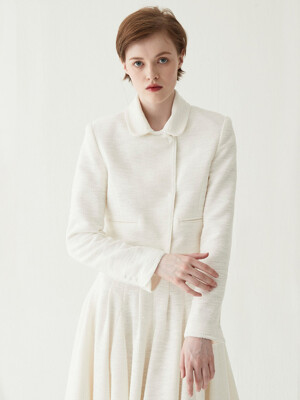 Tweed Cropped Jacket-White