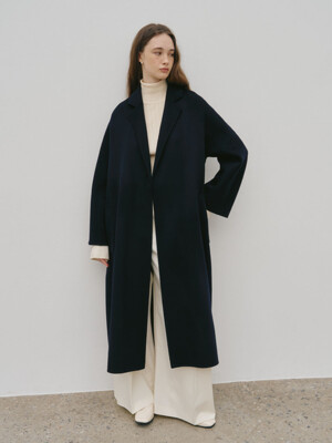[Cashmere 30%] MAGOT Reversible Cashmere Blended Handmade Coat_Royal Navy
