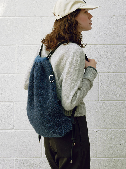 백팩,백팩 - 니틀리 (KNITLY) - Brushed Alpaca Knit String Backpack (Blue)