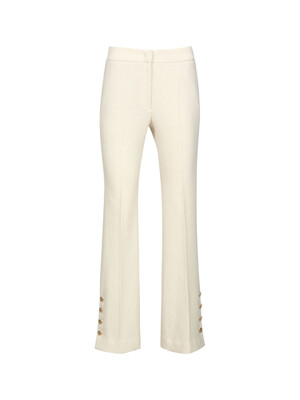 SIDE-BUTTON DETAILED TROUSERS (CREAM)