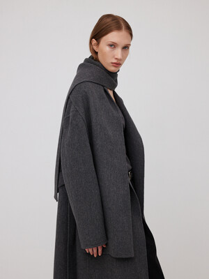 Fine wool muffler / Grey