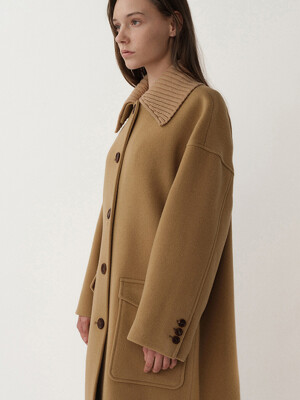 PF23 Wool 울 Double Knitted Coat Sand