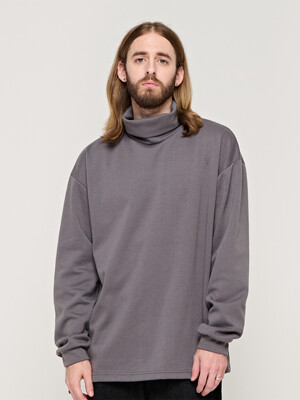 CB OVER TURTLE-NECK LONG SLEEVE T-SHIRT (CHARCHOL)