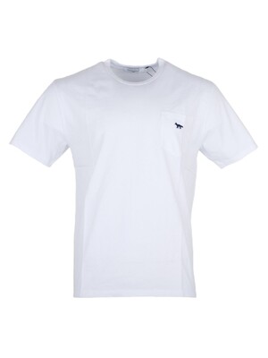 [메종키츠네] 남성 네이비 폭스 패치 면 티셔츠 HM00136KJ0008 P100 (WHITE)