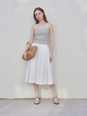 Pleated Banding Skirt - White