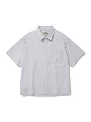 SL-LABEL ONE POCKET OXFORD S/S SHIRTS 그레이