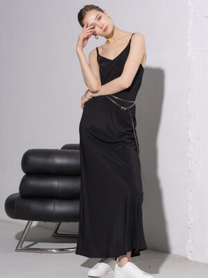 Cami strap maxi dress - black