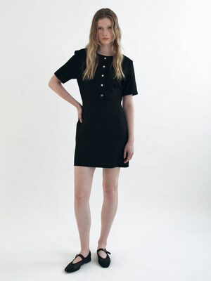 button mini dress_black