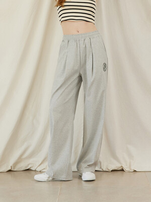 Moment Coolcotton Needlework Pintuck Wide Pants_Melange Gray