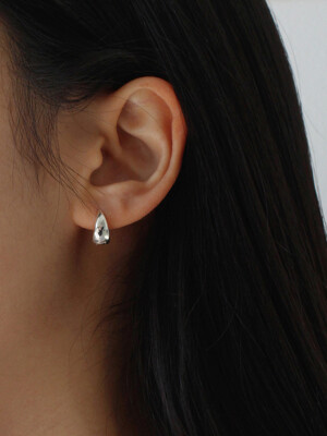 [Silver 925] Water Drop One-touch Earrings (L)