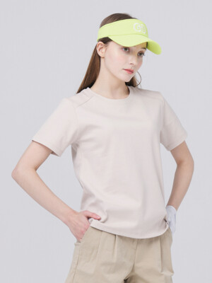 24SS 어깨 절개 등판 로고 포인트 루즈 핏 크림 베이지 반팔 티셔츠