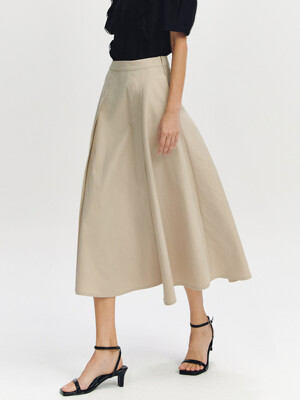 Paneled Flare Skirt BEIGE