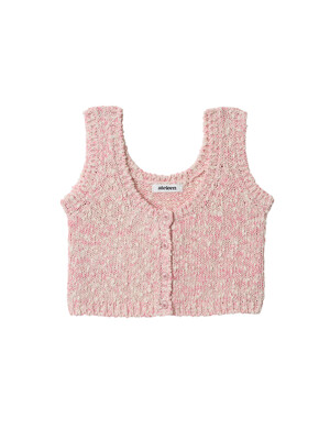 Boucle Scoop-Neck Knit Bustier Top (Pink)