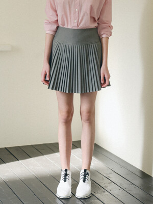 Preppy Pleated Mini Skirt (GRAY)