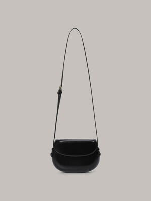 Glossy Flap Mini Bag - Black
