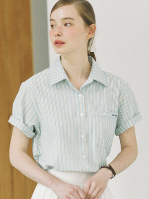 Anne Stripe Shirt - Sky Blue