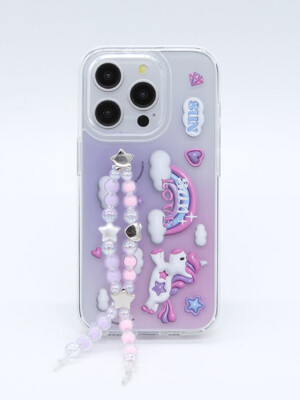 SUN CASE CLEAR UNICON BEADS PINK