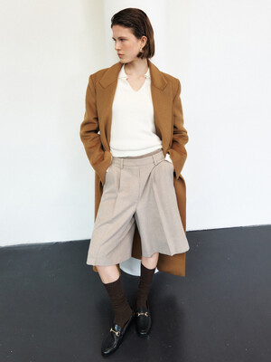 DOUBLE WAIST WOOL BLENDED HALF PANTS [3COLORS]