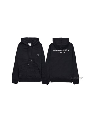 [WOOYOUNGMI] FW24 남성 백로고 후드 티셔츠 W243TS37 723B