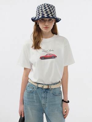 UNISEX SUMMER HOLIDAY CAR T-SHIRT OFF WHITE_UDTS5B143OW