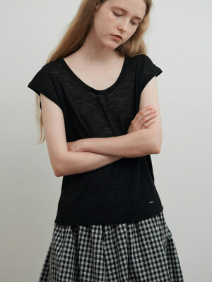 BACK OPEN HALF KNIT_BLACK