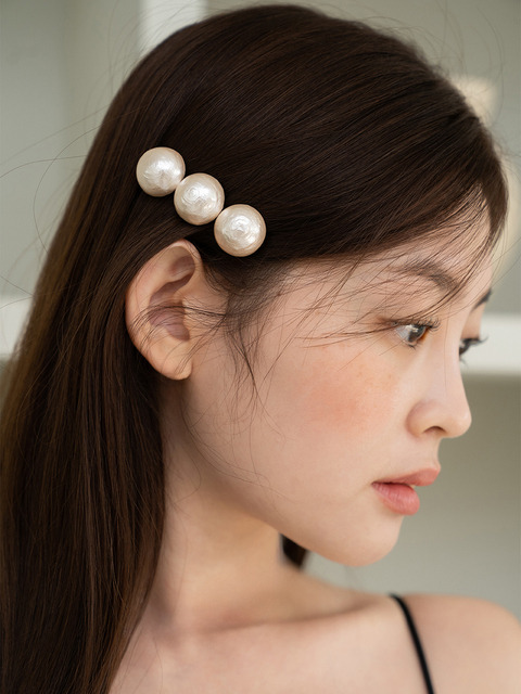 오블라 boldy side point three pearls hair pin_2color HP012