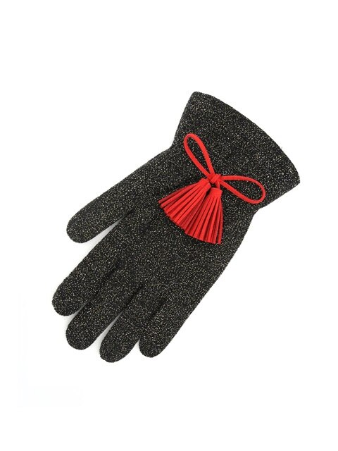 Color Glitter tassel Gloves/gold_red