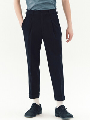 Double Pleated Italian Cotton Baggy Trousers_2color