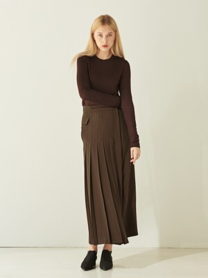 PLEATS WRAP PANTS_BROWN