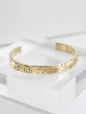 smile line up open gold bangle Bracelet 스마일 라인업 골드 뱅글팔찌