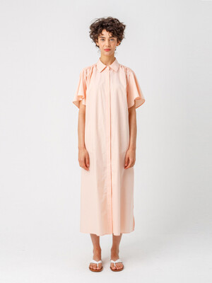 Shoulder shirt dress_ORANGE