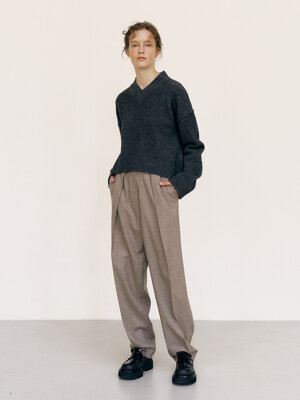 E-BAND WOOL SLACKS [COCOA]