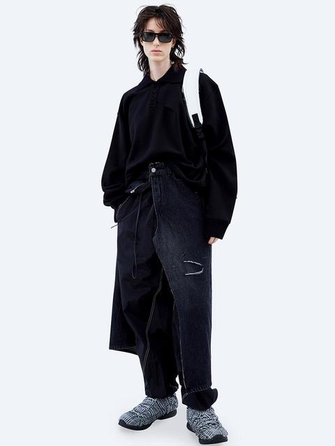 아더에러]Sculpture logo track zip-up Noir