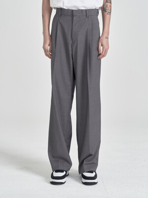 Two Tuck Wide Pants (Charcoal)