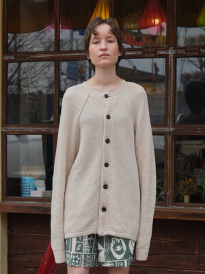 ROUND NECK RAGLAN CARDIGAN BEIGE