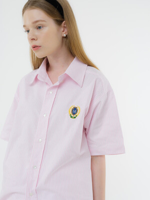 (UNISEX) Stripe Logo Oxford Shirt 셔츠 (핑크)