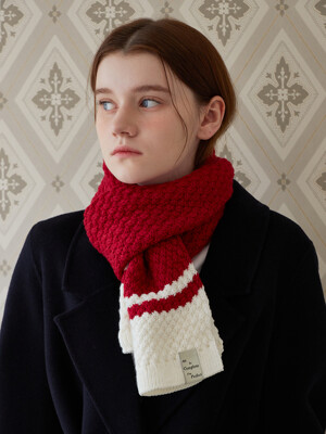 Cross Knit Muffler (Red)