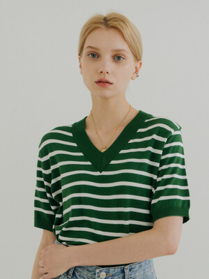 V STRIPE KNIT_GREEN