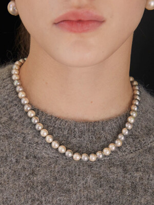 HK Pink Half Grey Pearl Necklace